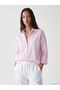 Lcw Everyday Pink Striped Oversize Poplin Women's Shirt