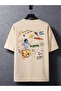 Unisex Black Oversize Crew Neck Tshirt with Planet Print on the Back