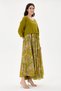 Olive Green Italian Floral Patterned Varev Cut Knitwear and Lined Strap Dress 2-Piece Suit 38 - 42 Size - 5