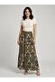Women's Green Patterned Skirt with Ruffles - Long Skirt - Hijab Skirt - 5