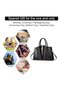 Women PU Large-Capacity Multipocket Croc-Embossed Shoulder Crossbody Tote Satchel Handbag, Ladies Bag Top Handle with Detachable Strap for Teen Youth Casual Party Travel, Cross Bags Style (Bla - 3
