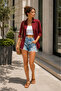 Women's Oversize Linen Textured Long Loose Shirt - 5