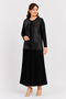 Women's Middle Age and Above Sandy Kupra Fabric Mother Pleated Skirt Blouse Set 1458