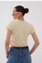 Women's Side Ruched Detailed Crop T-Shirt Crew Neck Short Sleeve Basic - 7