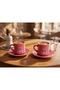 Retro Pink 2-Piece Turkish Coffee Cup and Saucer Set 90 ml