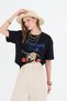 Unisex Oversized T-Shirt with Spaghetti Motif Print Black / White - 2