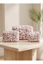 Pink Floral Patterned Quilted Handmade (Set of 3) Makeup Bag - Travel Bag - 2