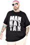 Mode XL Large Size T-Shirt Bis Collar Manhattan U26118 Black - 2