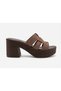Giga Women's Brown Suede Wedge Heeled Slippers - 4