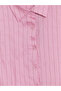 Özmarka New Season Pink Striped Oversize Women's Shirt - 7
