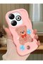 Infinix Smart 8 Compatible Case Camera Protector Pink Silicone Couple Phone Case Bear Pattern