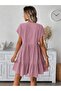Women's Short Sleeve V-Neck Ruffle Short Dress - 3