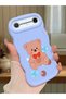 Tecno Spark Slim Compatible Case Camera Protector Blue Silicone Couple Phone Case Bear Pattern