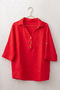 Red Shirt with Collar and Buttons, 3/4 Sleeves, Casual Muslin, Oversize Woven 67 67 - 2