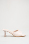 Women's Beige Thin Heeled Slippers, Stylish Single Strap Casual, Event and Evening Dress Shoes - 3
