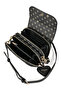 Women's Monogram Patterned Multi-Compartment Bag with Heart Accessories, Flap Closure, Zipper Closure, Adjustable Shoulder Strap - 5