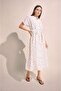A-Line Slash Neck Polka Dot Batwing Sleeve Midi Dress H8735Ax26Au - 2