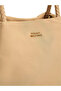 Women's Beige Shoulder Bag with Magnetic Closure, Removable Cross Strap, and Smooth Surface - 3