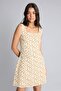 100% Cotton Bodycon Body-Hugging Square Neck Floral Strap Mini Ecru Dress H0989Ax26Sm - 3