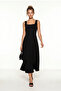 A-Line Midi Woven Dress Lnt0042 Black - 3