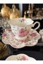 Premium Porcelain 6-Person White Coffee Cup Set with Flower Figures 90 ml - 7