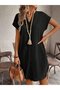 Women's Short Sleeve V-Neck Short Linen Dress