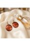 100% Handmade Copper |   Copper Orange Beige Leaf Patterned Dangle Earrings |   100% Handmade Copper - 5