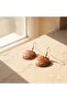 100% Handmade Copper |   Copper Orange Beige Leaf Patterned Dangle Earrings |   100% Handmade Copper - 2
