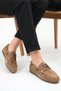 Dark Beige Genuine Leather Women's Loafer Shoes Lace-Up Non-Slip Sole Loafy - 4
