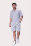 Men's Stone Linen Shirt and Shorts Set – Oversize Comfortable Fit 2-Piece Summer Casual Combination - 7