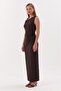 Gold detailed long dress brown - 2