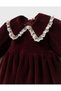 Baby Girl Velvet Dress Knitwear Cardigan Socks and Bandana 4-Piece Combination Set - 2