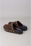 Seç 4194 Genuine Leather Women's Slippers with Trok Detail Dark Brown Suede - 6