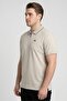 Men Regular Fit Short Sleeve Embroidered Logo Polo Shirt, Stone Grey - 3