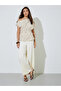 Beige Pinstripe Blouse with Belt - 2