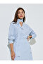 Blue Longline Striped Shirt with Scarf Detail