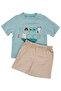 Baby Boy Green Beige Happy Crocodile Shorts 2-Piece Set - 2