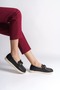 Lizy laceless orthopedic comfortable sole flower patterned women's flat shoes ckt - black - 3
