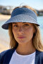 قبعة واقية من الشمس من القش باللون الأزرق الداكن مع خاصية المطاط على الظهر HSR2603-6 - 2