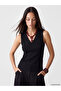 Black V-Neck Women's Ribbed Tank Top