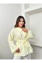 Women's Belted Oversize Long Shirt with Tassel Cuffs - 2
