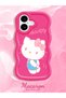 iPhone 16 Plus Compatible Case with Camera Protector Red Silicone Couple Phone Case Kitty Pattern - 2