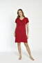 Women's Lace Detailed V-Neck Short Sleeve Combed Cotton Nightgown / Plus Size