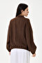 Brown Italian 100% Linen Embroidered Zippered Low Sleeve Oversize Linen Blouse Blouse Size 38 - 44 - 6