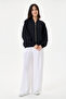 Black Italian 100% Linen Embroidered Zippered Low Sleeve Oversize Linen Blouse Blouse Size 38 - 44 - 7