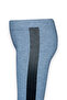 Dark Navy Blue Leather Paneled Pique Fabric Girls' Leggings - 4