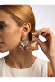 Brown Patterned Rectangular Design Earrings - 2