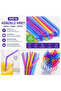 100 Colorful Bellows Straws Flexible Plastic Drinking Straws Mixed Color (100 Pcs) - 2