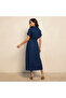 Midi Linen Blend Shirt Dress with Tie-Up Belt - 3