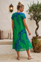 Green V-Neck Short Sleeve Patterned Casual Viscose Woven Dress 113 64 - 6